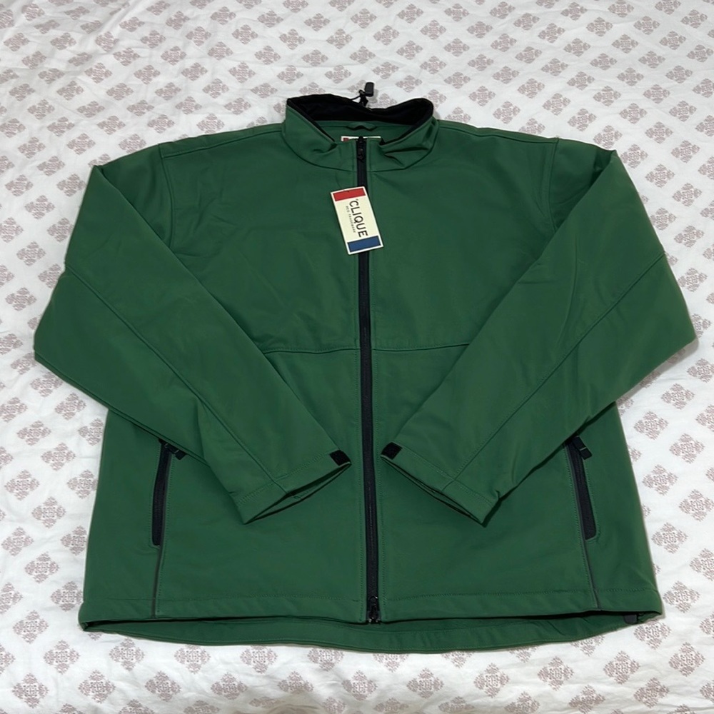 Clique Mens Green Softshell Full-Zip Jacket